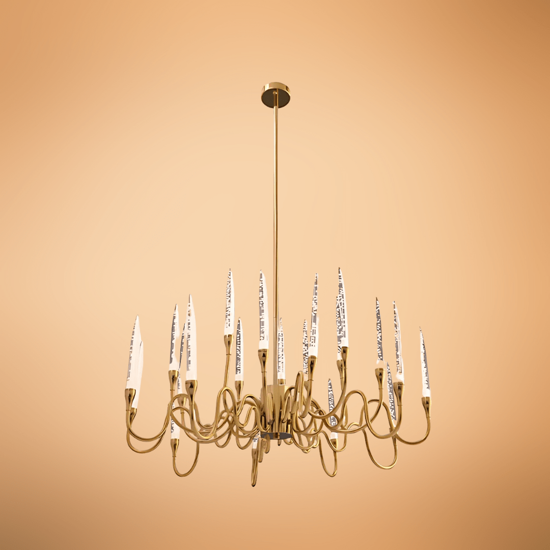 TKLD Pendant & Chandeliers Candle French Mediterranean Tiered Gold Finishing Round Chandelier Ceiling Light - 20W