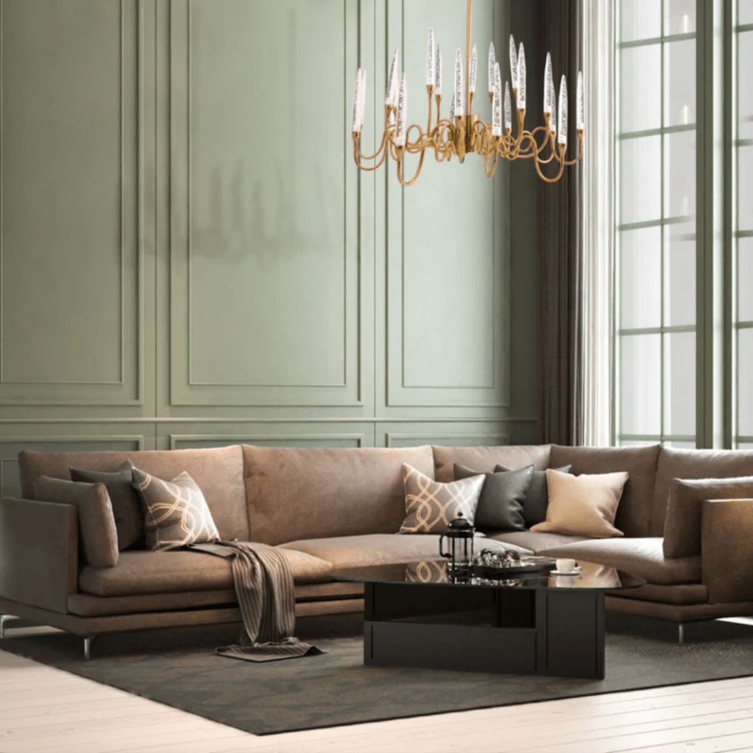 TKLD Pendant & Chandeliers Candle French Mediterranean Tiered Gold Finishing Round Chandelier Ceiling Light - 20W