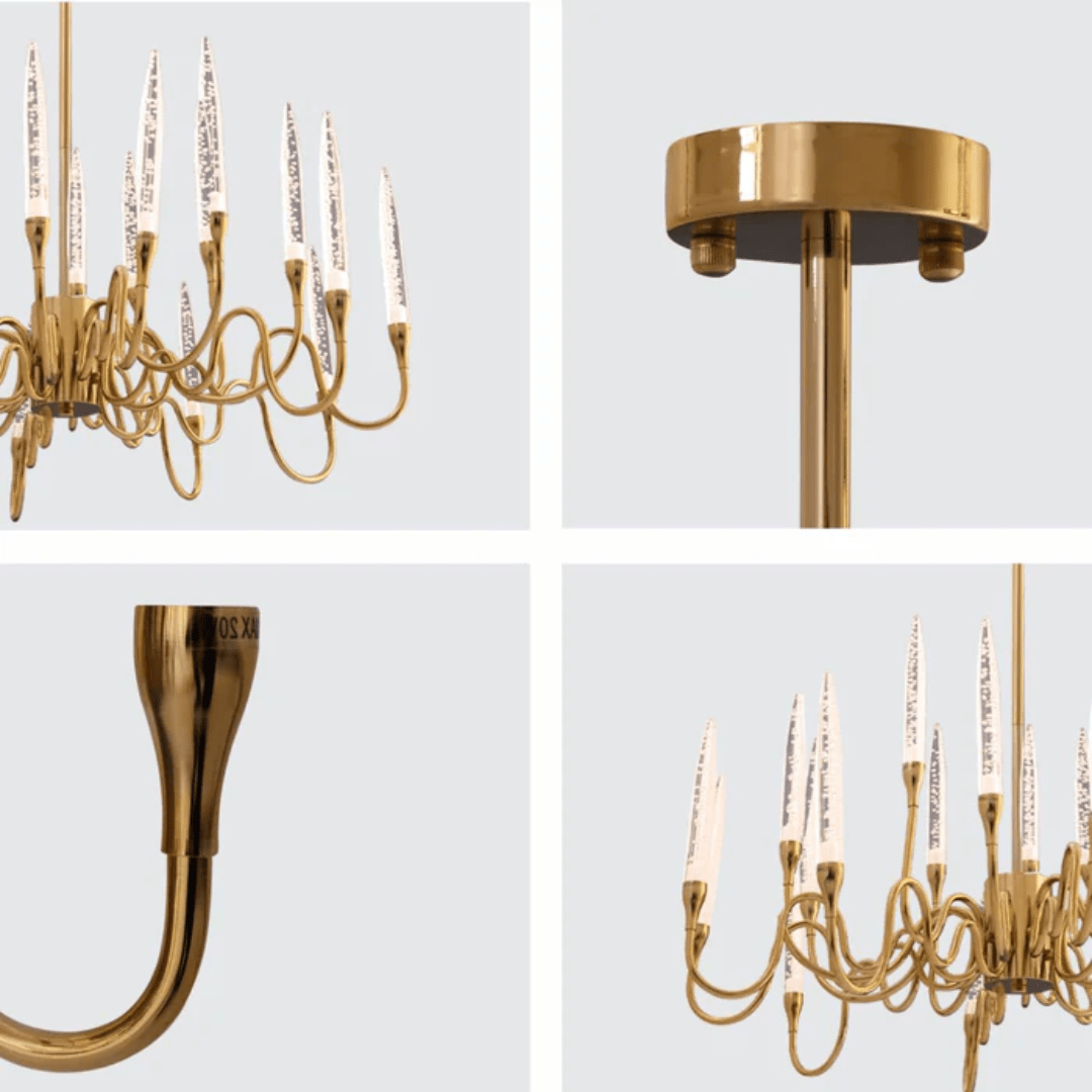 TKLD Pendant & Chandeliers Candle French Mediterranean Tiered Gold Finishing Round Chandelier Ceiling Light - 20W