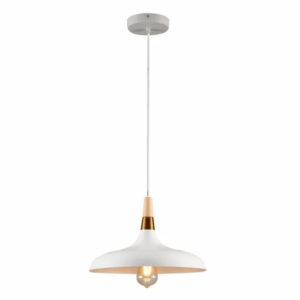 TKLD Pendant & Chandeliers Capo Black/White Flat Nordic Wood Metal E27 Pendant Ceiling Light - 345 mm