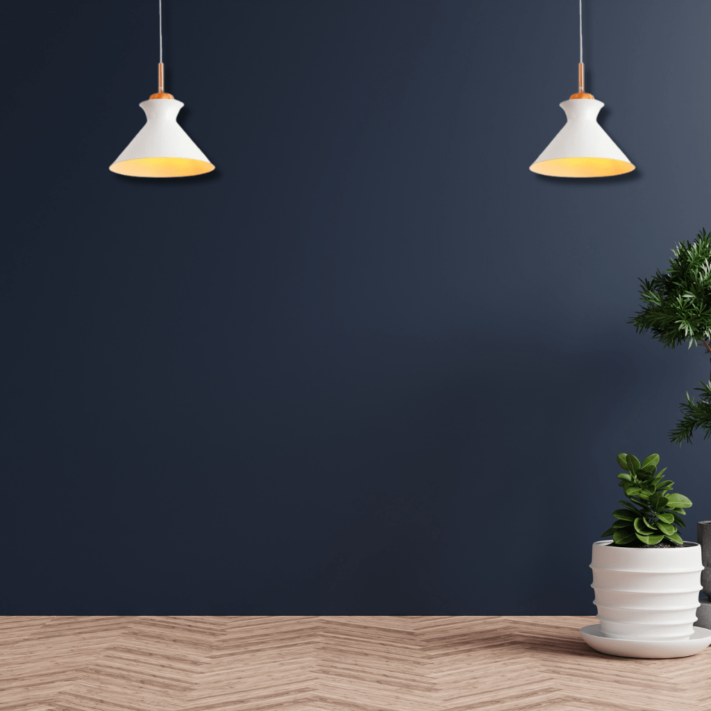 TKLD Pendant & Chandeliers Capo White Funnel Nordic Wood Metal E27 Pendant Ceiling Light - 250 mm