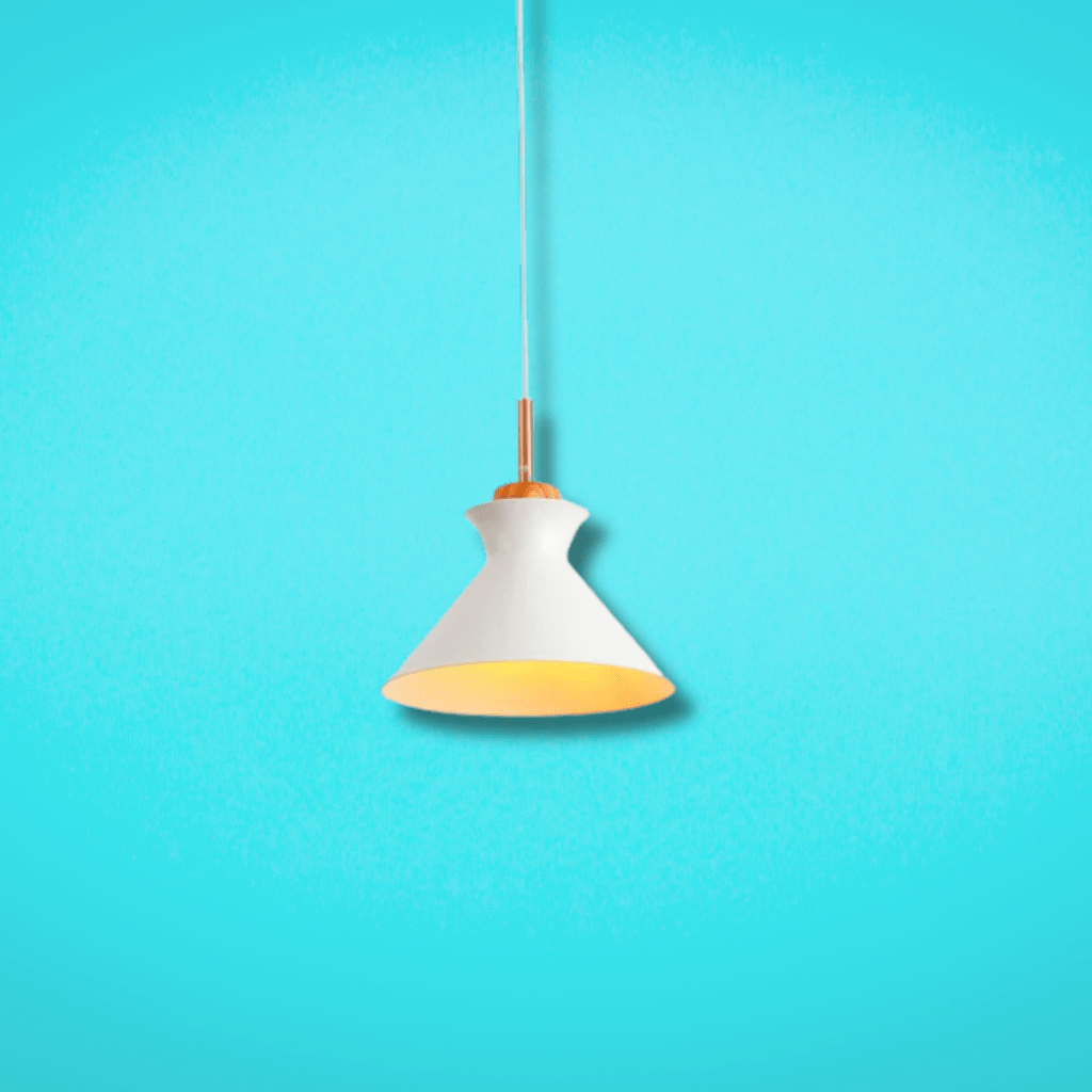 TKLD Pendant & Chandeliers Capo White Funnel Nordic Wood Metal E27 Pendant Ceiling Light - 250 mm