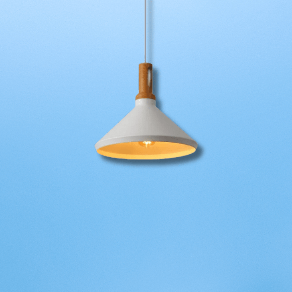 TKLD Pendant & Chandeliers Capo White Funnel Nordic Wood Metal E27 Pendant Ceiling Light - 355mm