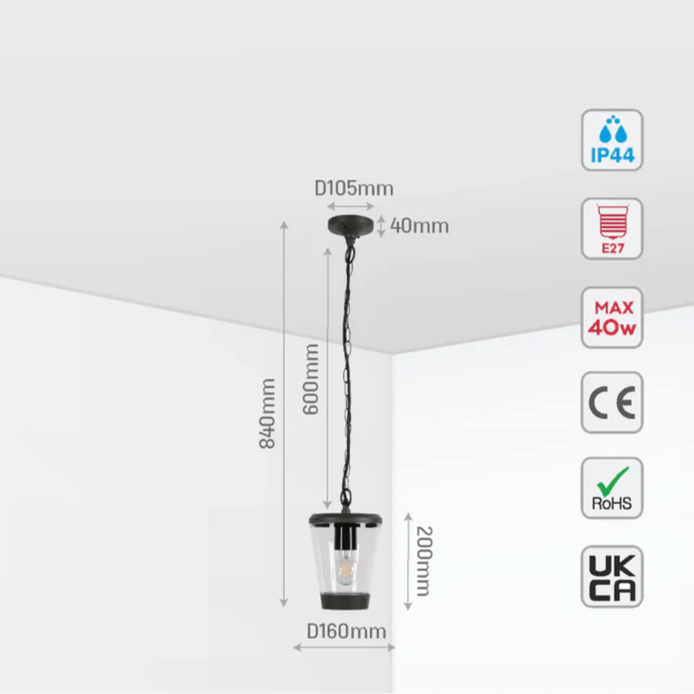 TKLD Pendant & Chandeliers Cavado Dark Grey E27 Outdoor Pendant Lamp