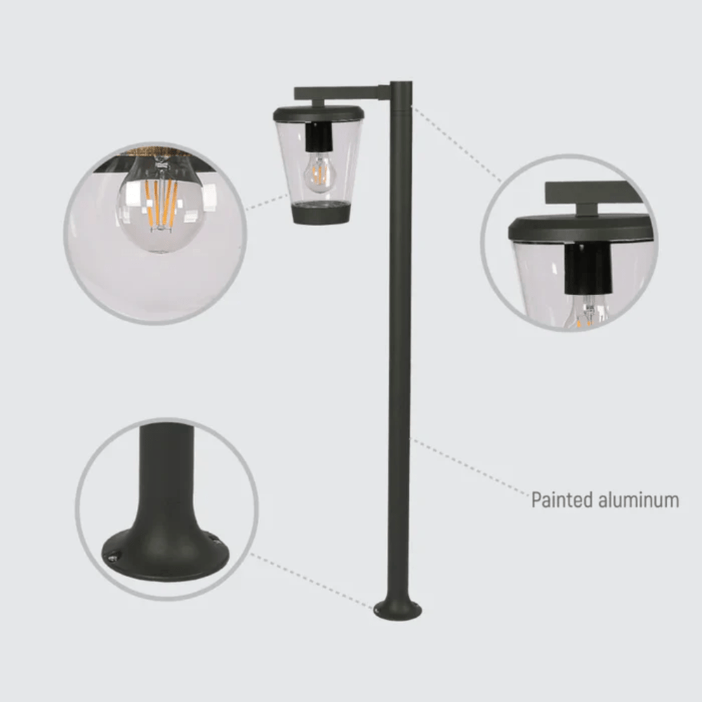 TKLD Outdoor Lighting Cavado Dark Grey Outdoor Pathway Bollard Lawn Light - 40W