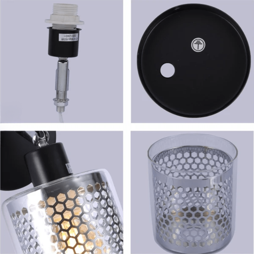 TKLD Wall & Sconce Lights Chrome Honeycomb Shade 4 Lamp Black Body Semi Flush E14 Ceiling and Wall Light