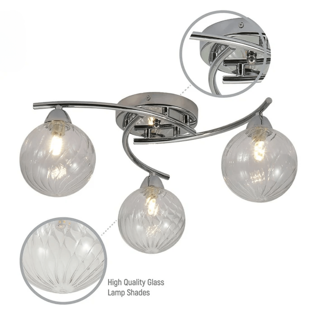 TKLD Ceiling Lights Chrome Metal 3xG9 Clear Glass Ceiling Light - 5W