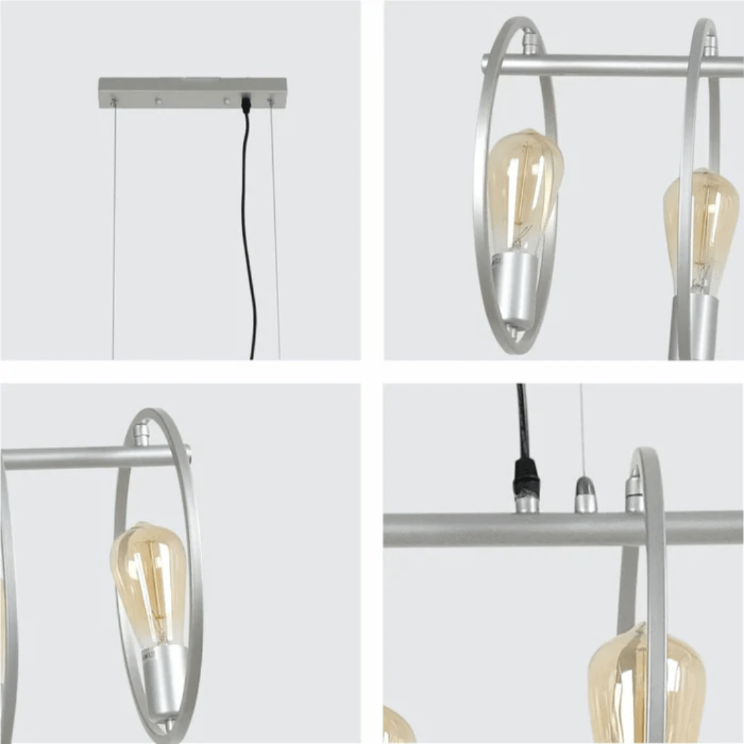 TKLD Ceiling Lights Circle Caged Silver Grey Island Chandelier Ceiling Light - 40W