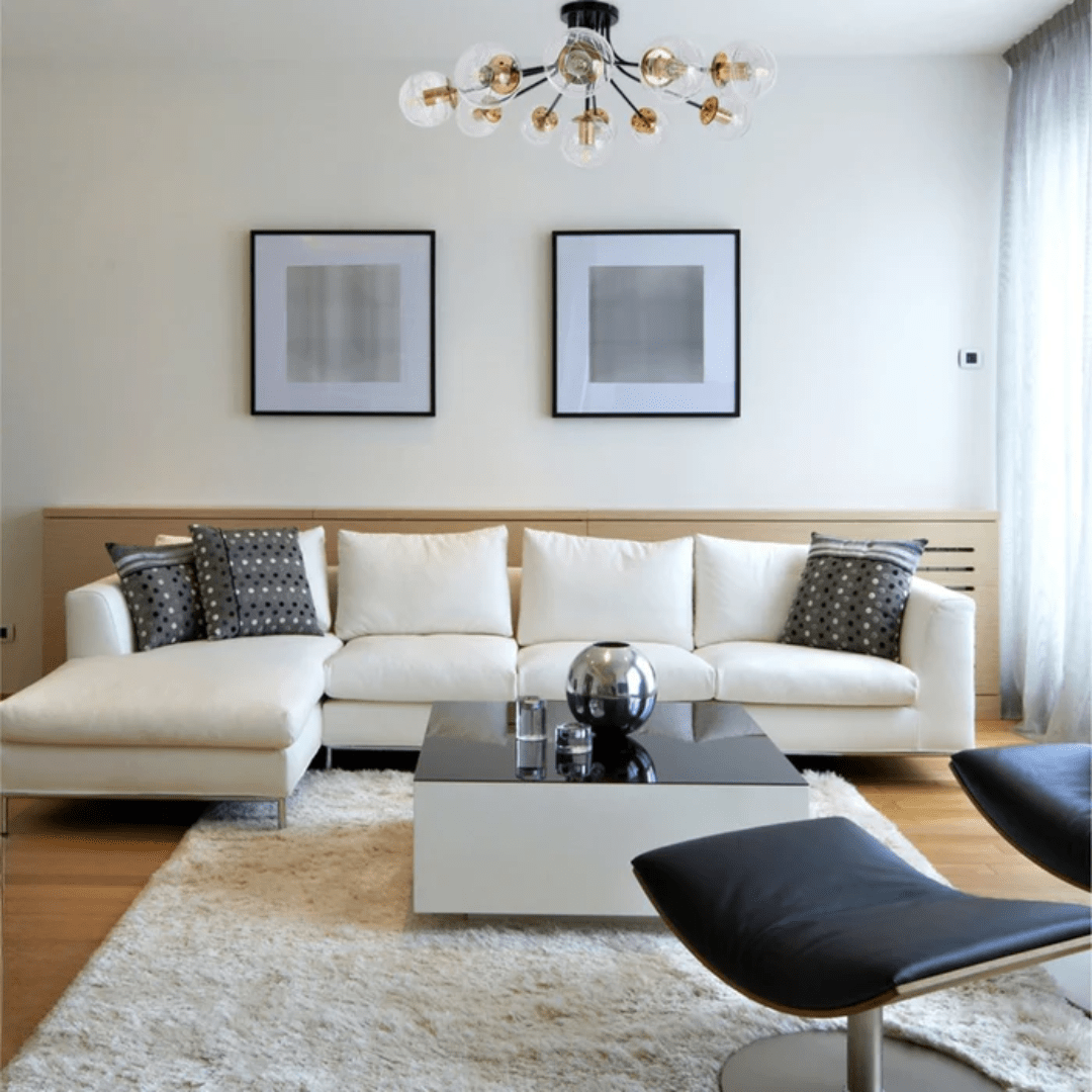 TKLD Ceiling Lights Clear 11 Lamp Globe Glass Black Metal Semi Flush Ceiling Light - 40W