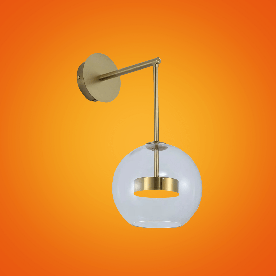 TKLD Wall & Sconce Lights Clear Globe Glass Gold L-Shape Metal LED Wall Light - 12W