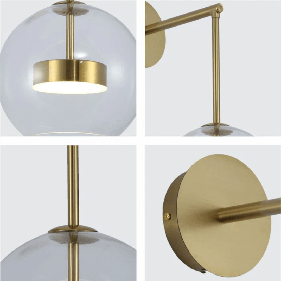 TKLD Wall & Sconce Lights Clear Globe Glass Gold L-Shape Metal LED Wall Light - 12W