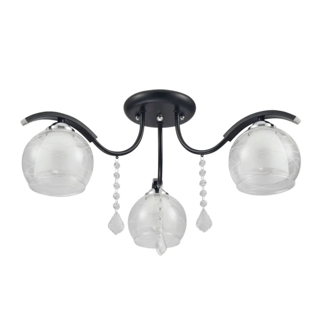 TKLD Ceiling Lights Clear Opal Double Layer Bell 3 Lamp Glass Semi Flush Ceiling Light - 40W