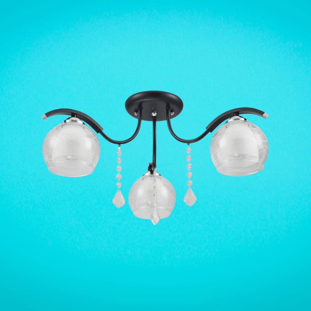 TKLD Ceiling Lights Clear Opal Double Layer Bell 3 Lamp Glass Semi Flush Ceiling Light - 40W