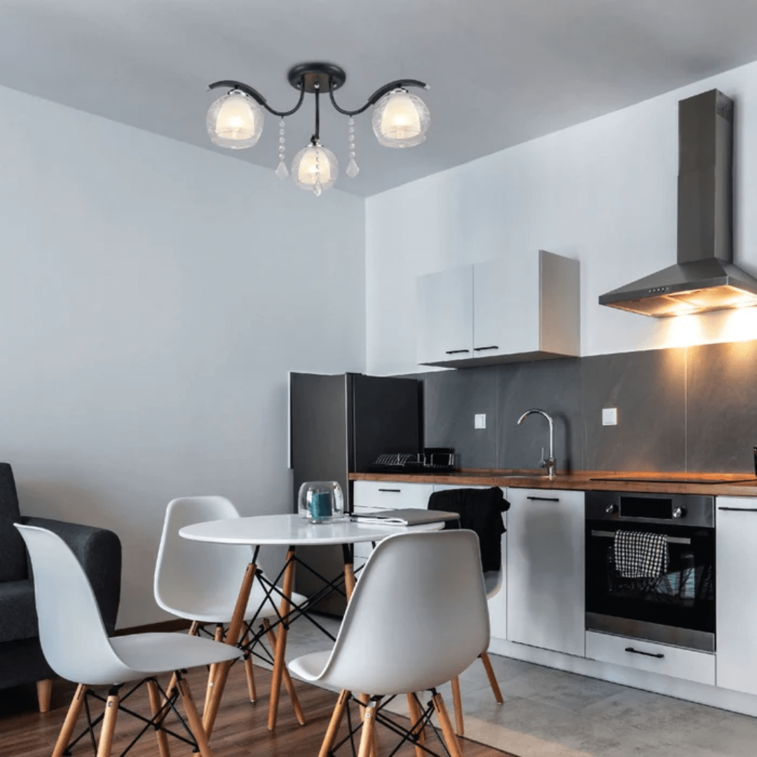 TKLD Ceiling Lights Clear Opal Double Layer Bell 3 Lamp Glass Semi Flush Ceiling Light - 40W