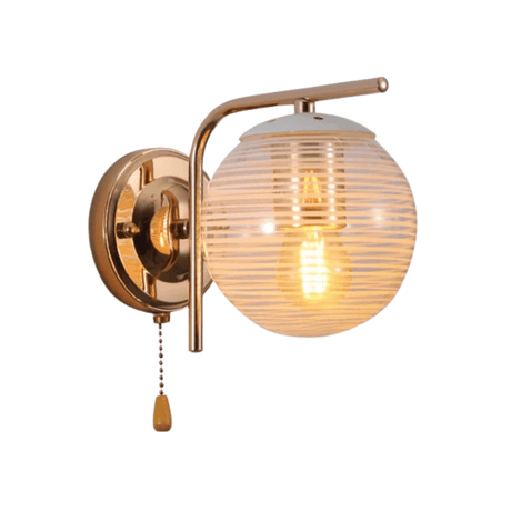 TKLD Pendant & Chandeliers Clear Textured Globe Gold Wall Light