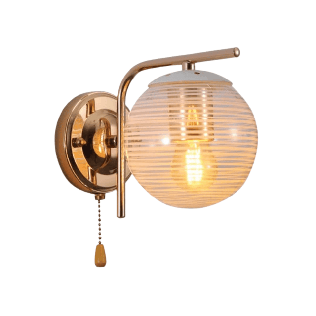 TKLD Pendant & Chandeliers Clear Textured Globe Gold Wall Light