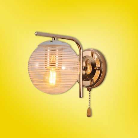 TKLD Pendant & Chandeliers Clear Textured Globe Gold Wall Light