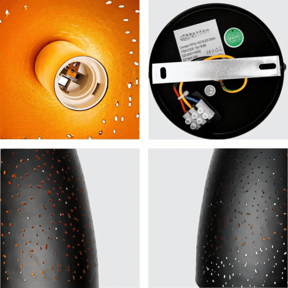 TKLD Pendant & Chandeliers Cone Morrocan Night Milkyway Black & Gold E27 Ceiling Pendant Light - 350mm