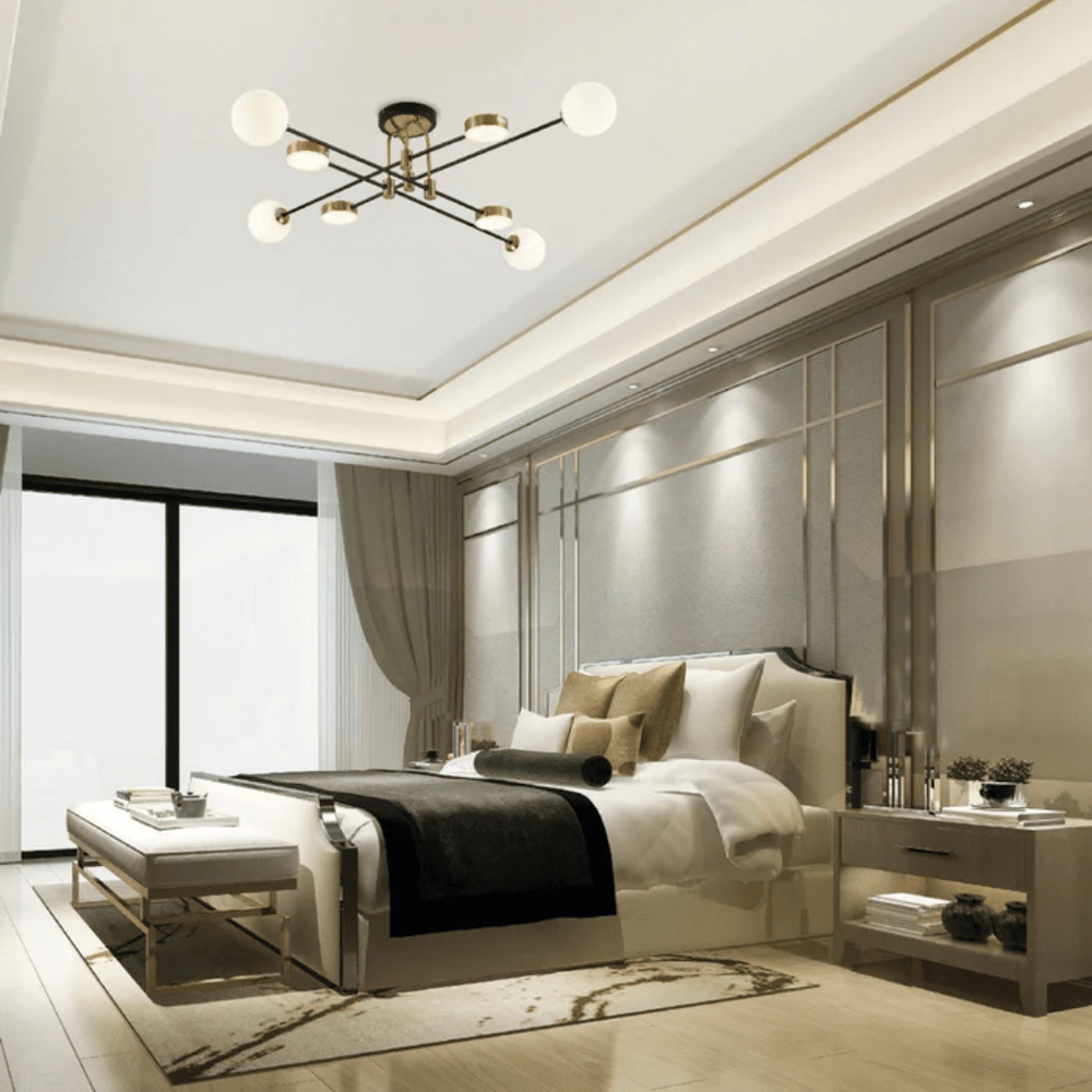 TKLD Pendant & Chandeliers Contemporary Hybrid Sputnik 20W Built-in LED and 4xG9 Opal Globes Chandelier