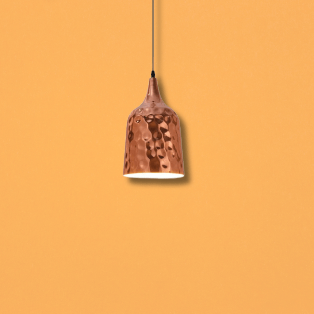 TKLD Pendant & Chandeliers Copper Metal Golden Hammered Bell E27 Pendant Ceiling Light - 200 mm