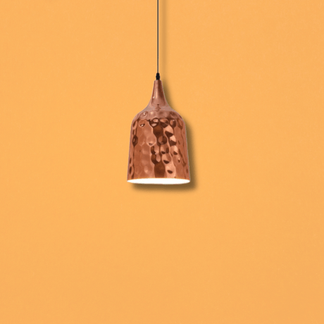TKLD Pendant & Chandeliers Copper Metal Golden Hammered Bell E27 Pendant Ceiling Light - 200 mm