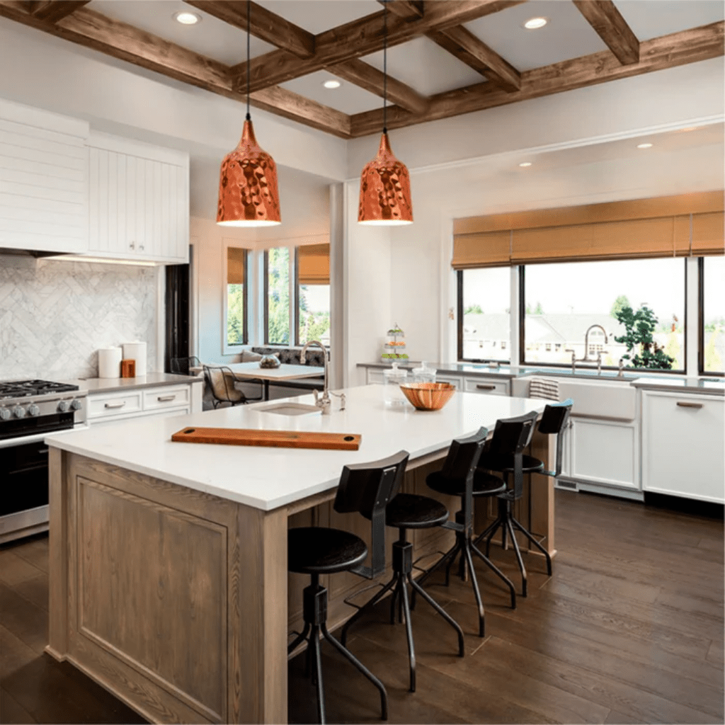 TKLD Pendant & Chandeliers Copper Metal Golden Hammered Bell E27 Pendant Ceiling Light - 200 mm