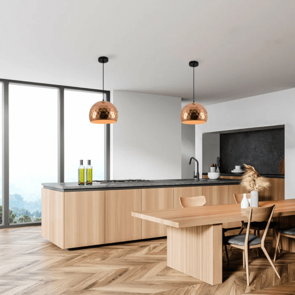 TKLD Pendant & Chandeliers Copper Metal Golden Hammered Dome E27 Pendant Ceiling Light - 300mm/350mm