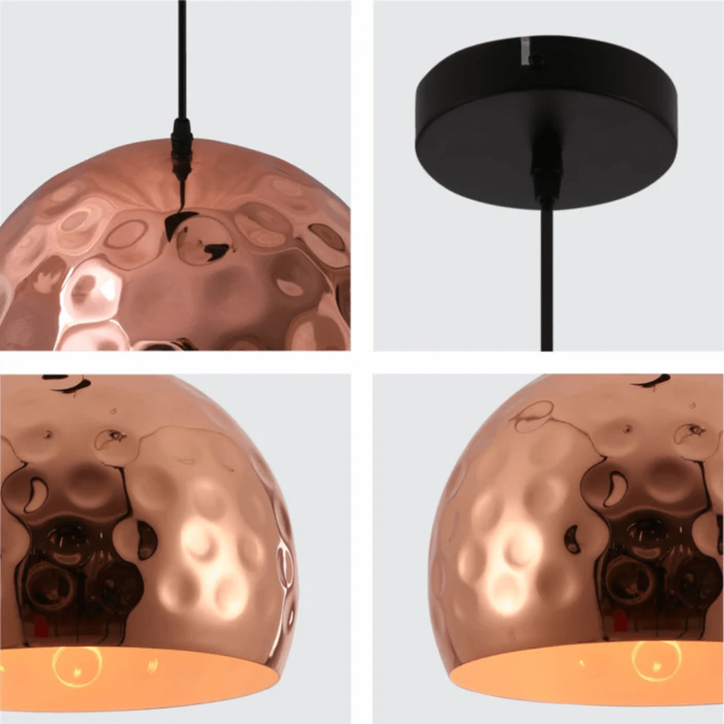 TKLD Pendant & Chandeliers Copper Metal Golden Hammered Dome E27 Pendant Ceiling Light - 300mm/350mm
