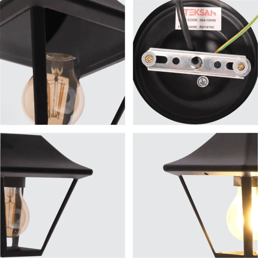 TKLD Pendant & Chandeliers Cottage Matt Black E27 Pendant Ceiling Light Lamp - 60W