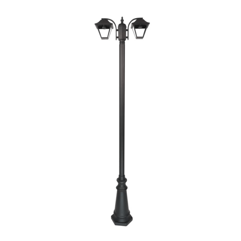TKLD Pendant & Chandeliers Cottage Style Matt Black Clear Glass 2 X E27 Post Top Lamp - 2 X 60W