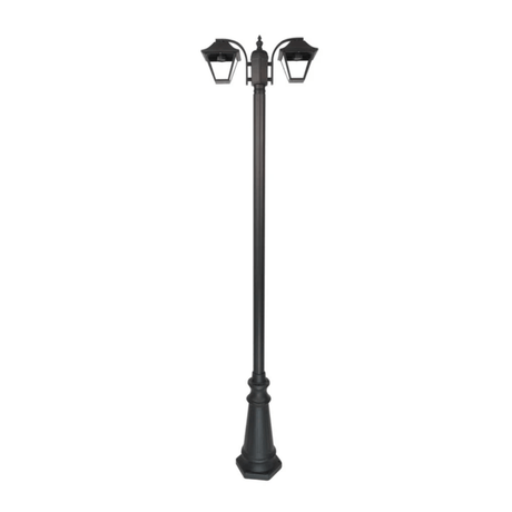 TKLD Pendant & Chandeliers Cottage Style Matt Black Clear Glass 2 X E27 Post Top Lamp - 2 X 60W