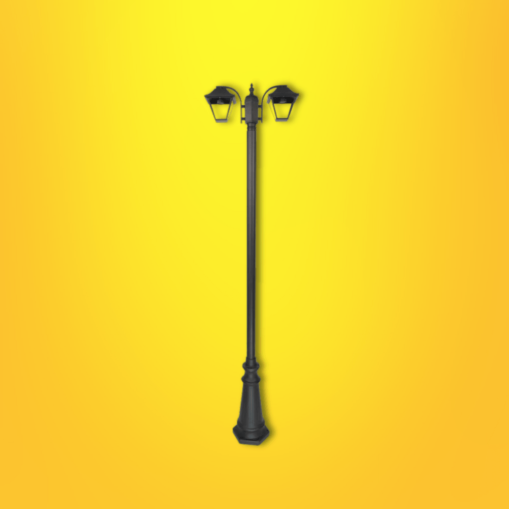 TKLD Pendant & Chandeliers Cottage Style Matt Black Clear Glass 2 X E27 Post Top Lamp - 2 X 60W