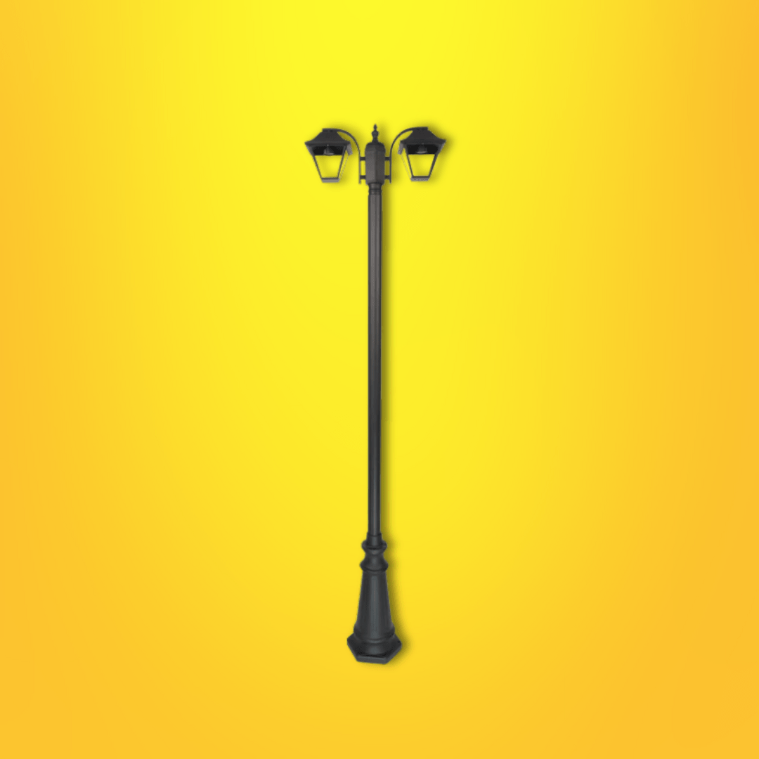 TKLD Pendant & Chandeliers Cottage Style Matt Black Clear Glass 2 X E27 Post Top Lamp - 2 X 60W