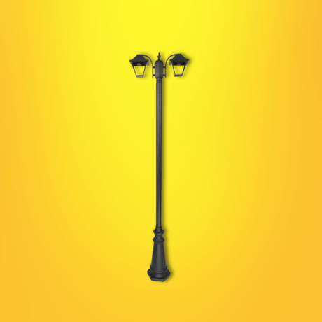 TKLD Pendant & Chandeliers Cottage Style Matt Black Clear Glass 2 X E27 Post Top Lamp - 2 X 60W