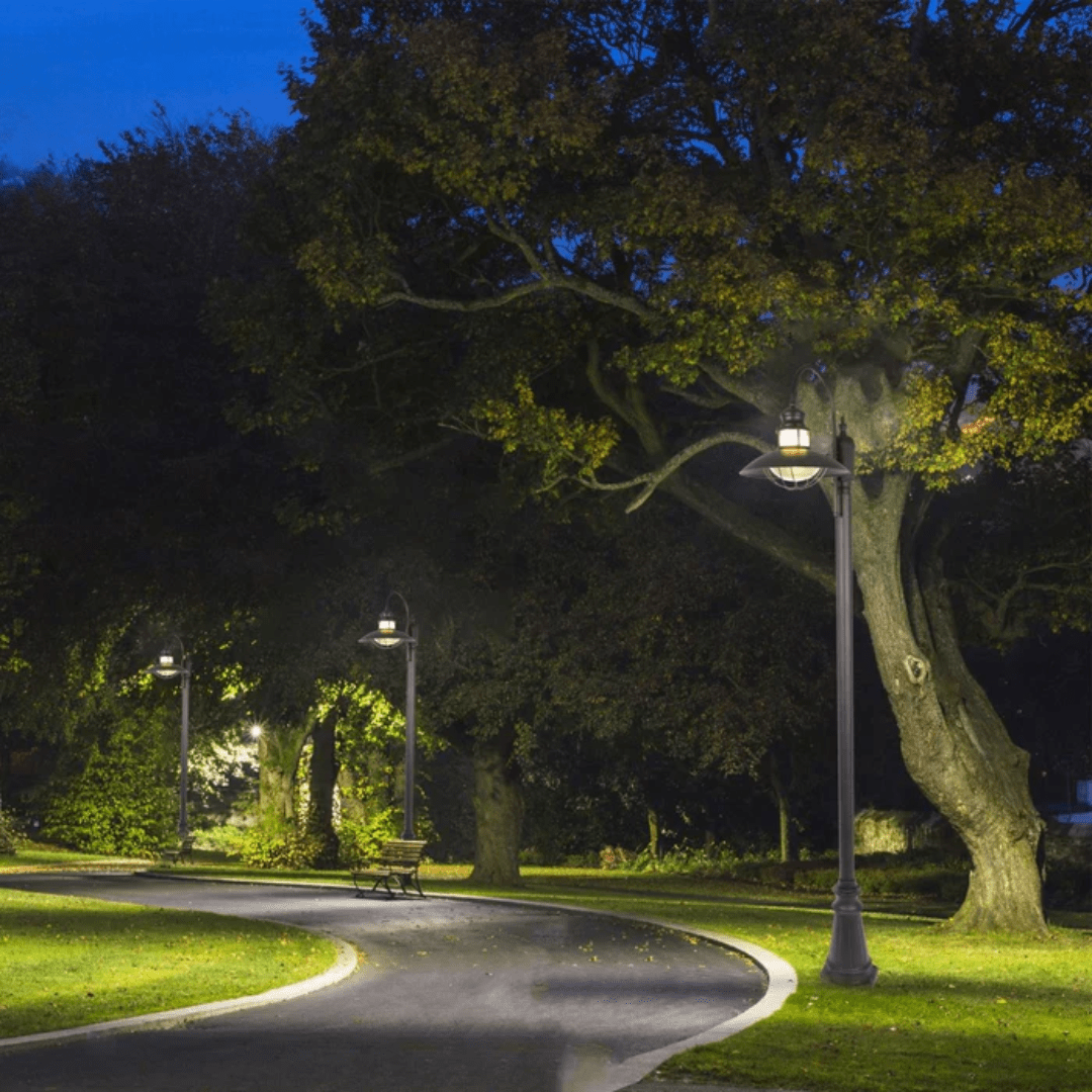 TKLD Pendant & Chandeliers Cottage Style Matt Black Clear Glass E27 Sunflower Post Top Lamp - 60W