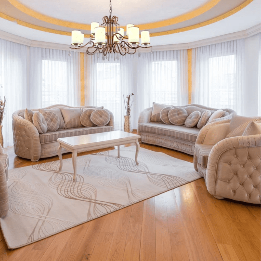 TKLD Pendant & Chandeliers Cream Shade Antique Brass Metal Arm Ceiling E14 Chandelier Light with Pendeloque Crystals - 12 Shades