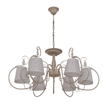 TKLD Pendant & Chandeliers Creamy White Shade Rice White Gold Brushed Arm E14 Ceiling Chandelier Light  - 6 Candles