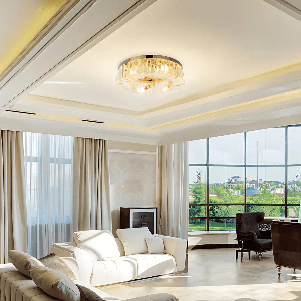 TKLD Pendant & Chandeliers Crystal Round Flush Chandelier Light - 40W