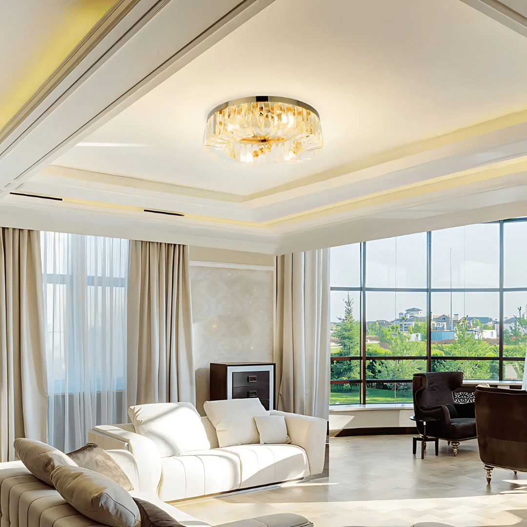 TKLD Pendant & Chandeliers Crystal Round Flush Chandelier Light - 40W