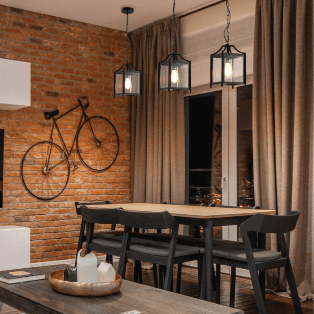 TKLD Pendant & Chandeliers Cube Retro Traditional Lantern E27 Pendant Ceiling Light