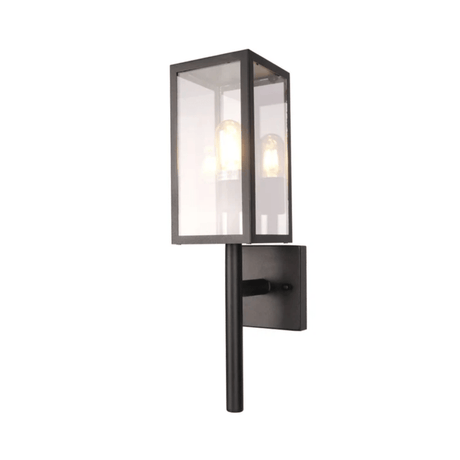 TKLD Wall & Sconce Lights Cube Scone Cottage Style Outdoor E27 Wall Lamp Matt Black Clear Glass - 60W