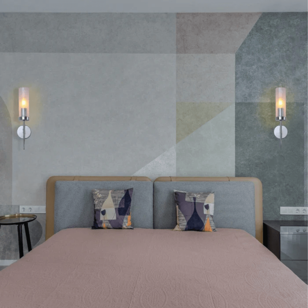 TKLD Pendant & Chandeliers Cylinder Clear Reeded Chrome Metal + Glass Joseph Fonteyn Fluted Wall Light - SY8562-1W