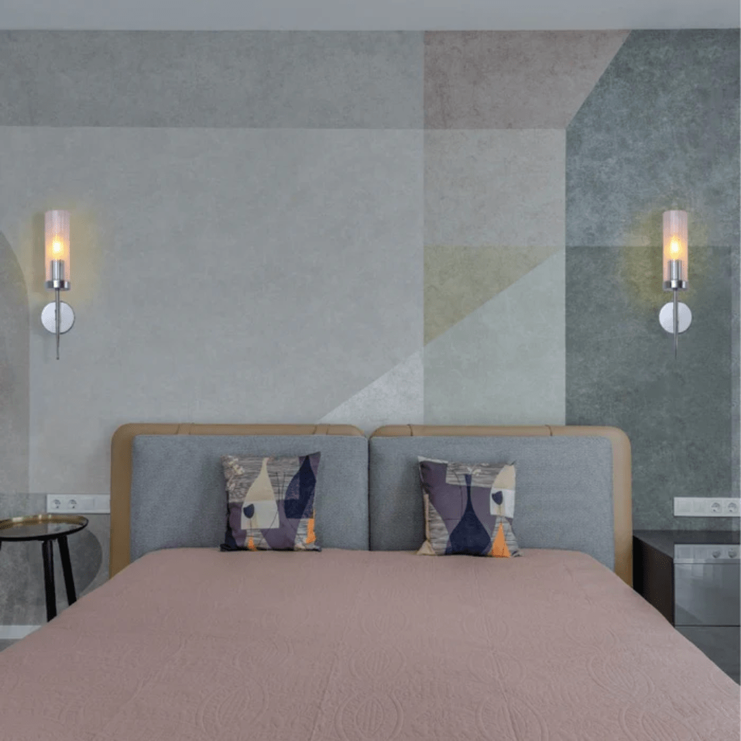 TKLD Pendant & Chandeliers Cylinder Clear Reeded Chrome Metal + Glass Joseph Fonteyn Fluted Wall Light - SY8562-1W