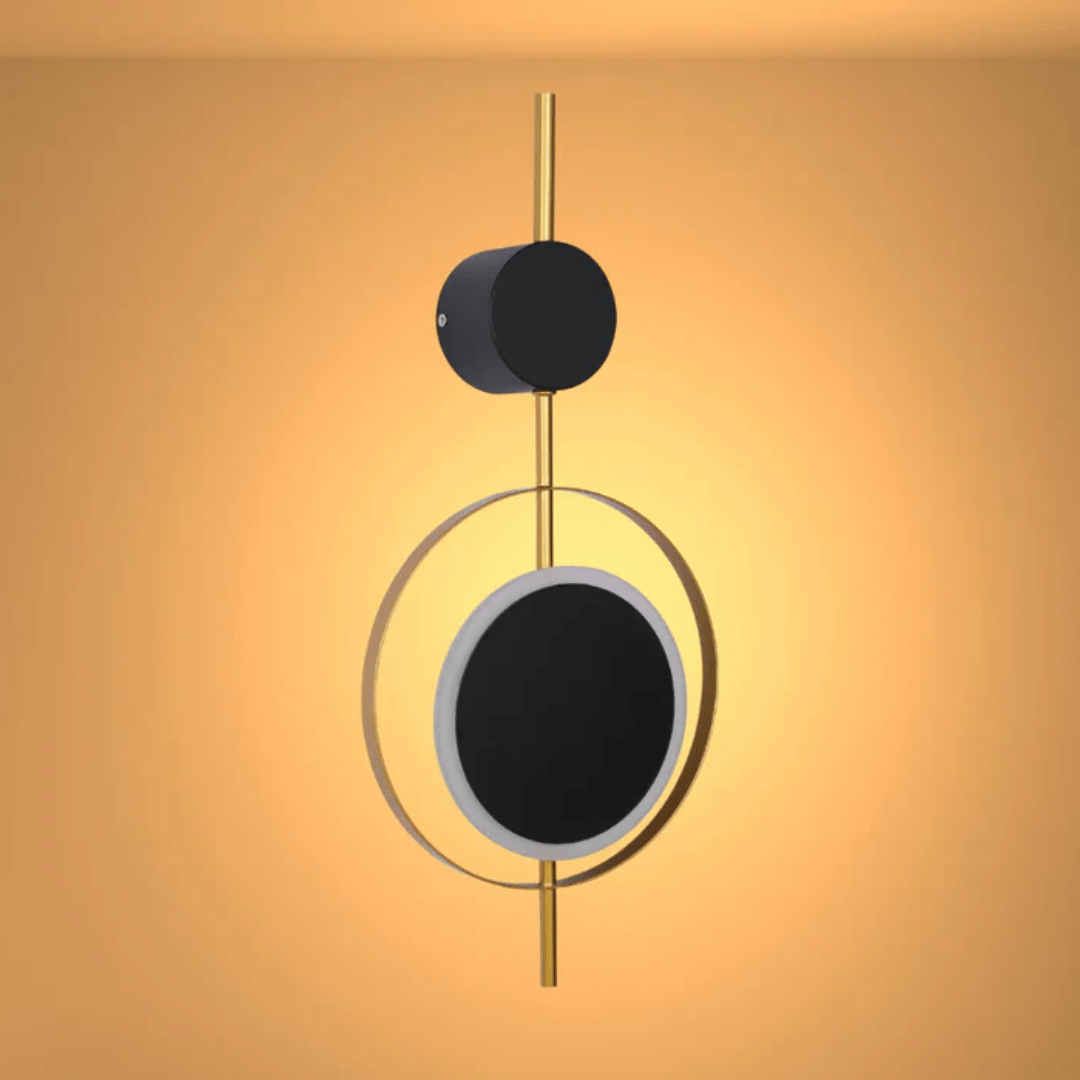 TKLD Wall & Sconce Lights Designer Geometric Black Moon In Gold Circle Modern LED Wall Light - 8W