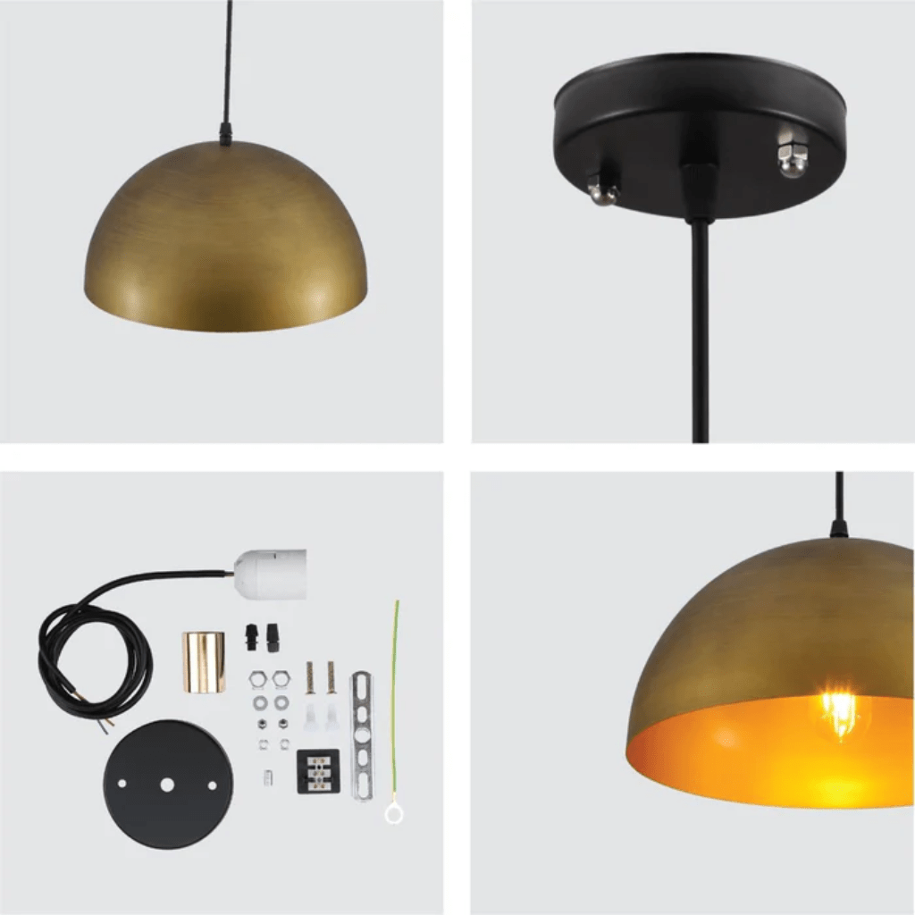 TKLD Pendant & Chandeliers Dome Copper or Brass Finish Metal E27 Pendant Ceiling Light - 300mm/500mm