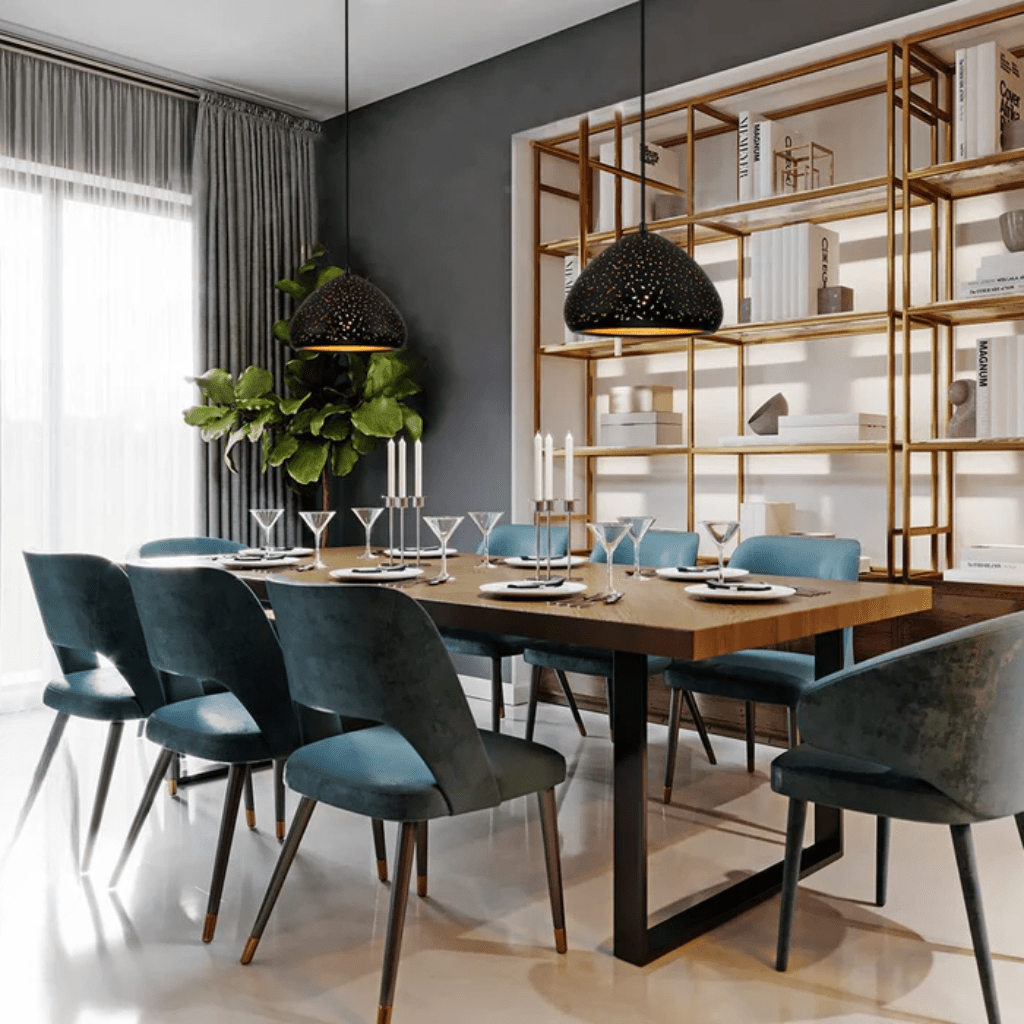 TKLD Pendant & Chandeliers Dome Morrocan Night Milkyway Black & Gold E27 Ceiling Pendant Light - 250mm