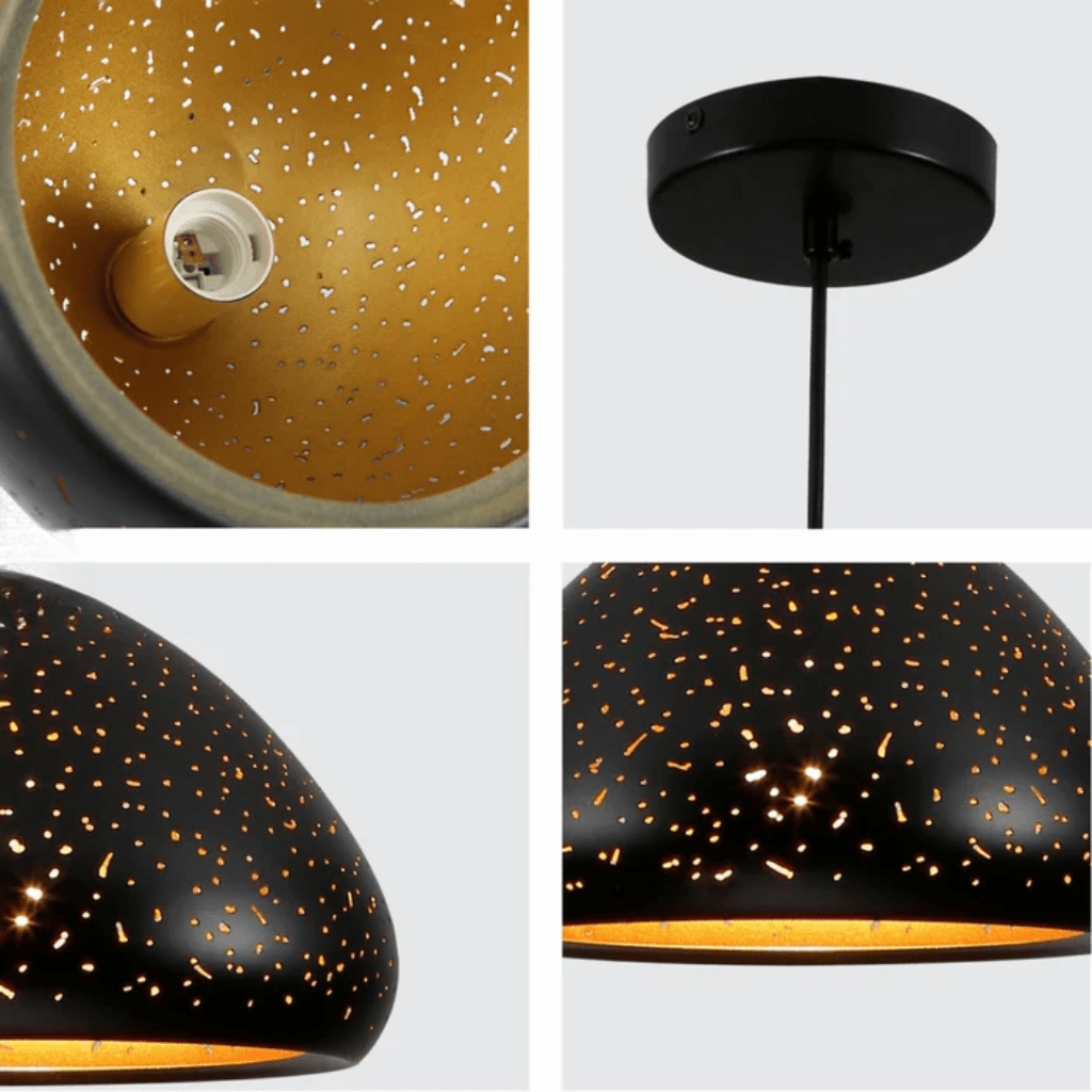 TKLD Pendant & Chandeliers Dome Morrocan Night Milkyway Black & Gold E27 Ceiling Pendant Light - 250mm