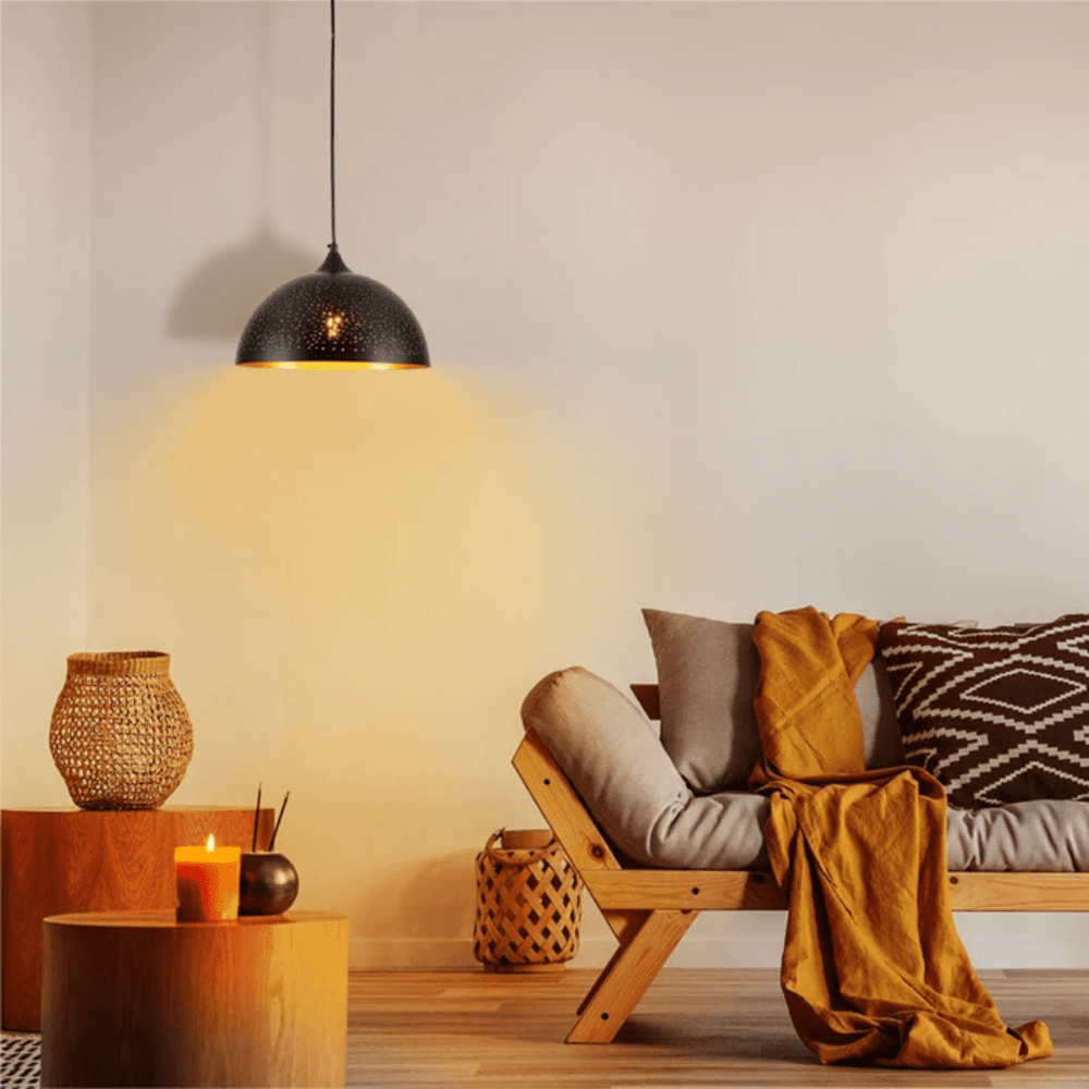 TKLD Pendant & Chandeliers Dome Morrocan Night Milkyway Black & Gold E27 Ceiling Pendant Light - 300mm