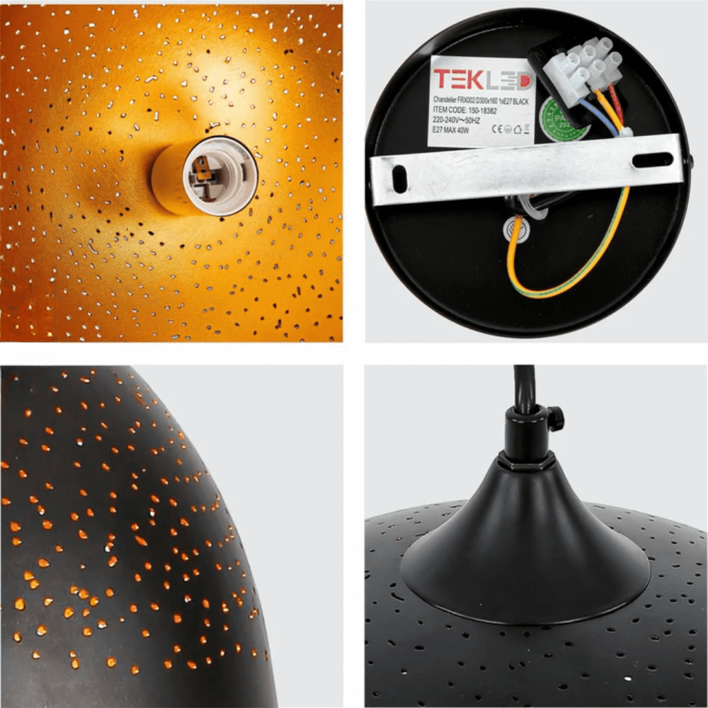 TKLD Pendant & Chandeliers Dome Morrocan Night Milkyway Black & Gold E27 Ceiling Pendant Light - 300mm