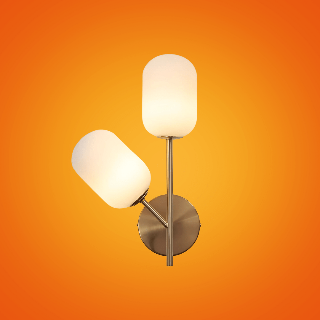 TKLD Wall & Sconce Lights Double Lamp Gold Aluminium Bronze Metal Opal Glass Cylinder Wall Light - G9